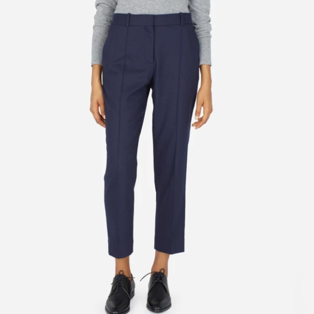 Everlane Premium Wool Flannel Crop Pant - Navy - 6